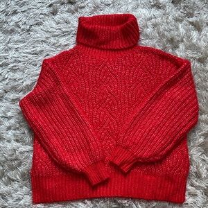 Cozy Oversized Red Turtleneck Sweater